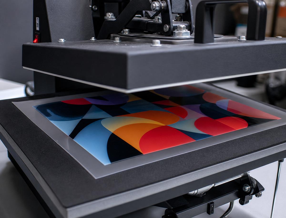 Heat pressing a DTF transfer